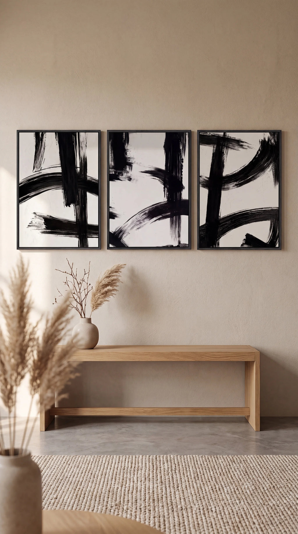 Monochrome Brushstroke Trio Wall Prints