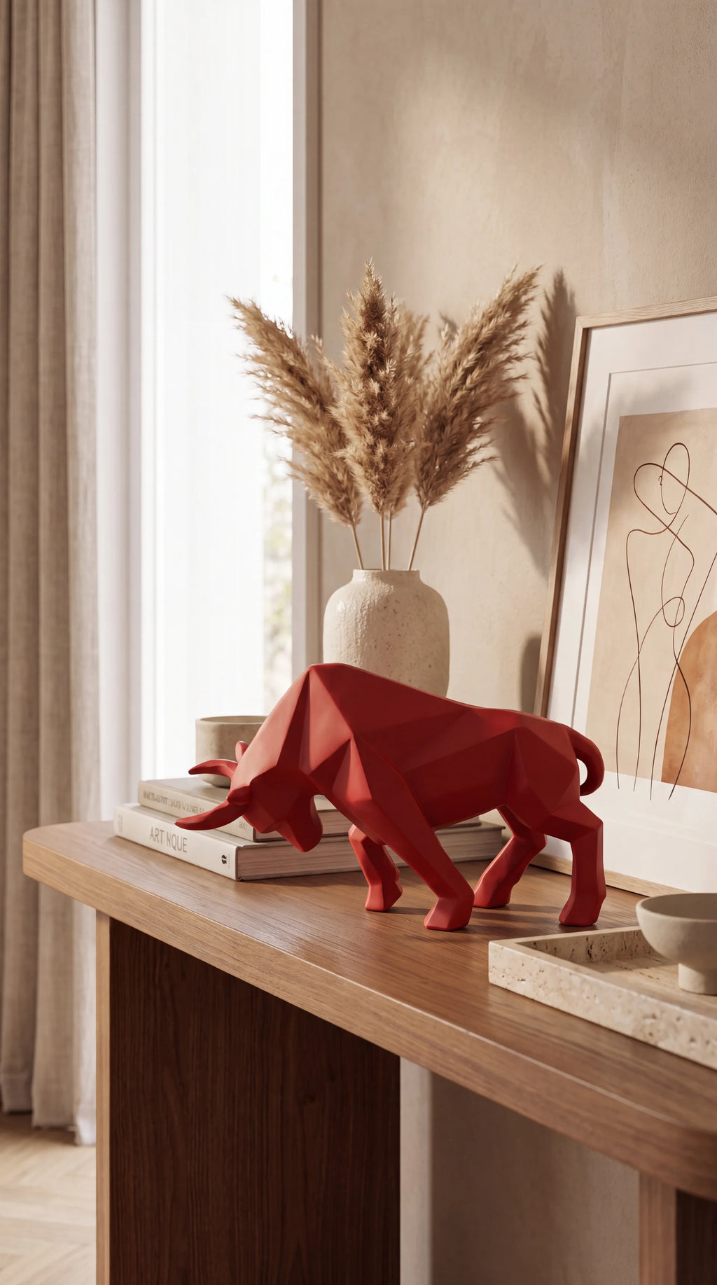 Geometric Bull Statue