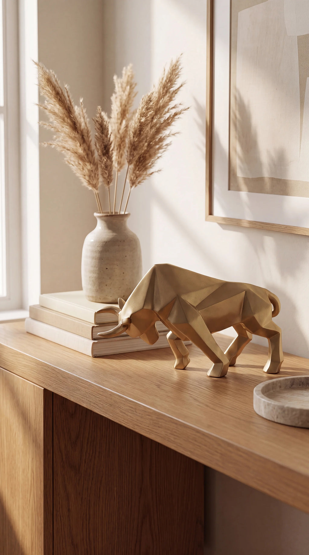 Geometric Bull Statue